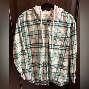 American Eagle Outfitters Plaid Shirt with Hood